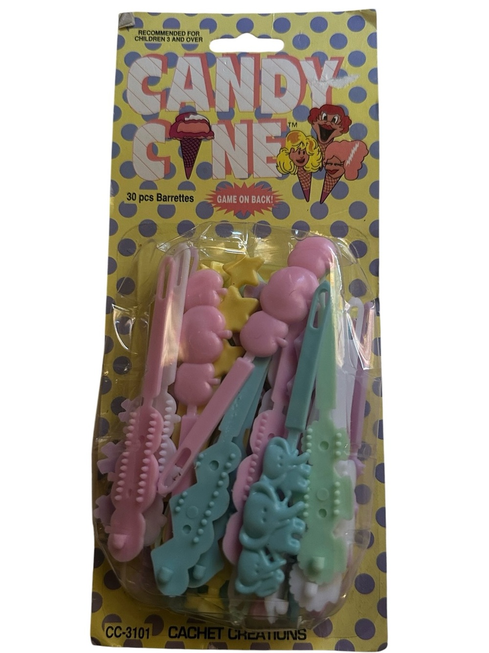 Vtg Barrettes Hair Clips Snap Tight Plastic Pastel Colors Elephant Star Apple